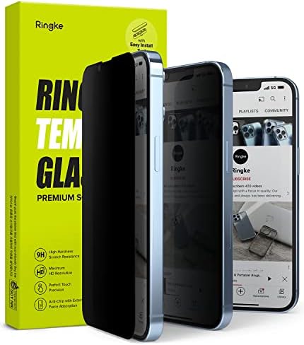 זכוכית פרטיות של רינגקה [אנטי ריגול] תואם למגן מסך אייפון 14 6.1 אינץ', זכוכית מחוסמת עם כיסוי מלא המיועדת למגן מסך פרטיות לאייפון 14